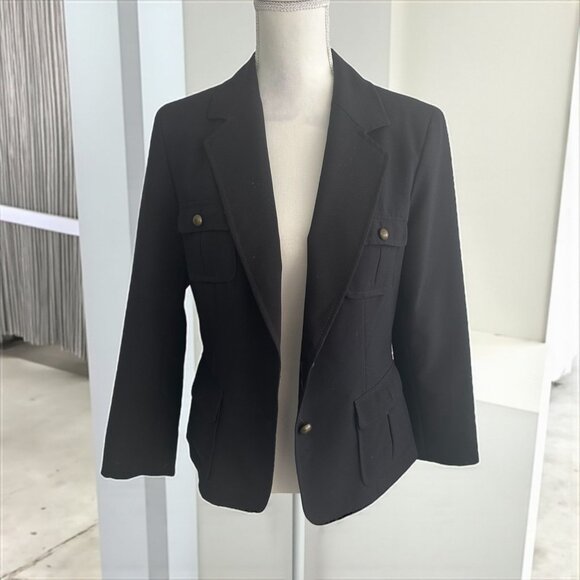 NY & CO Black Button Collared Jacket Blazer Size 8 - Picture 1 of 5